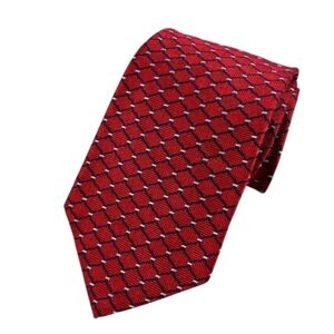 Brooks Brothers Makers Silk Tie Red/Blue Geometric Woven In England USA Made